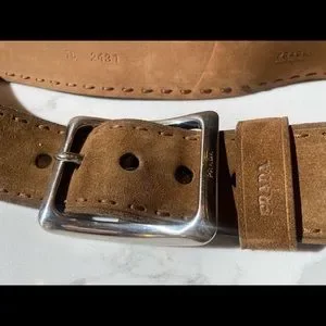 Prada | Accessories | Prada Brown Suede Belt With Silver  display picture 3